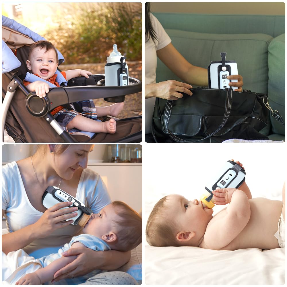 mizikuu Scaldabiberon Elettrico Auto, Sterilizzatore Biberon con Timer Digitale Display LCD Rapido Riscaldatore Di Alimenti Per Bambini Latte Materno Per Pratico da Usare a Casa e in Viaggio