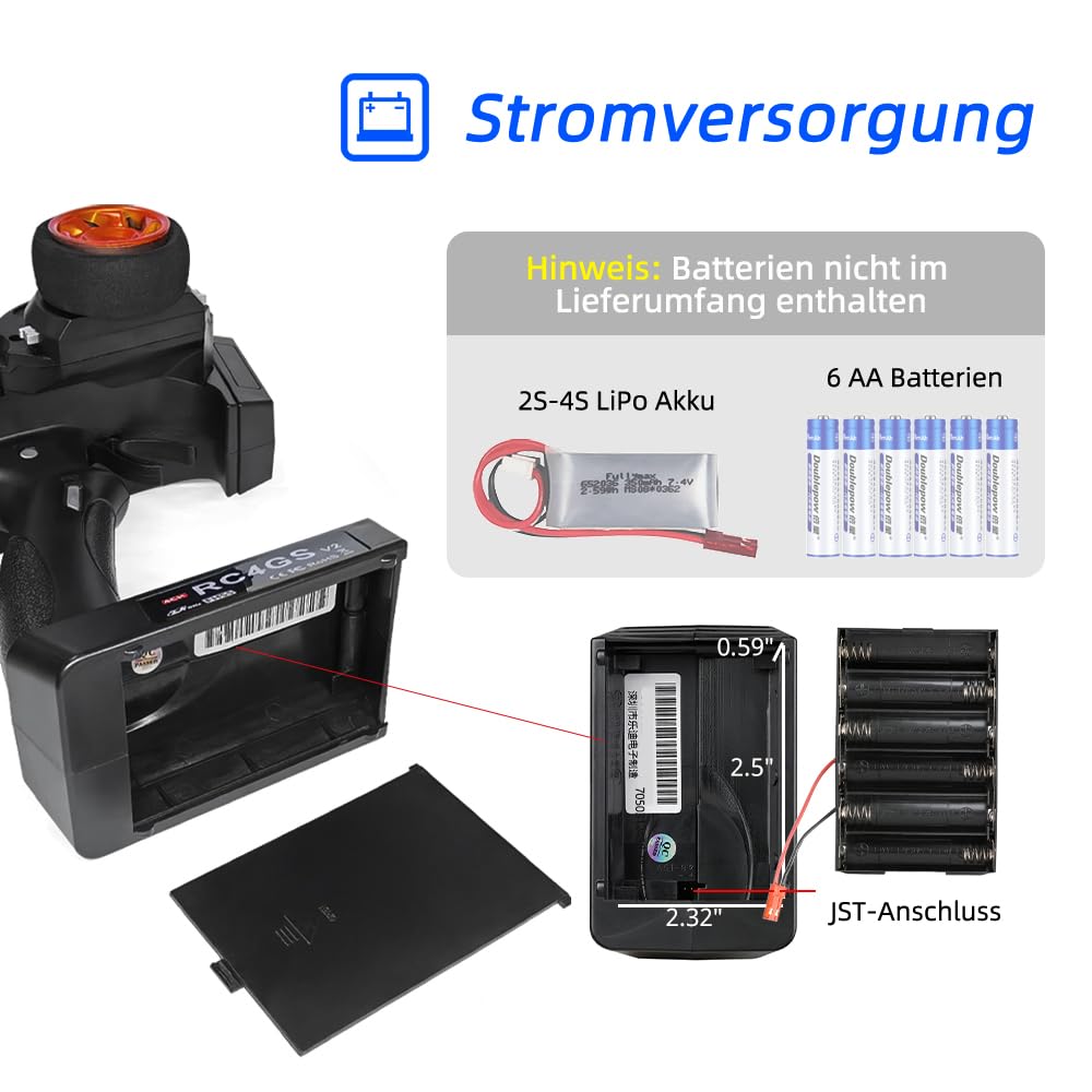 Radiolink RC4GS V3 5 Kanal RC Funksender und 2 2,4 GHz R6FG Empfänger | 400M Fernbedienungsset, für RC Auto, Boot, Crawler, Panzer, Drifting, Buggy, Trageband