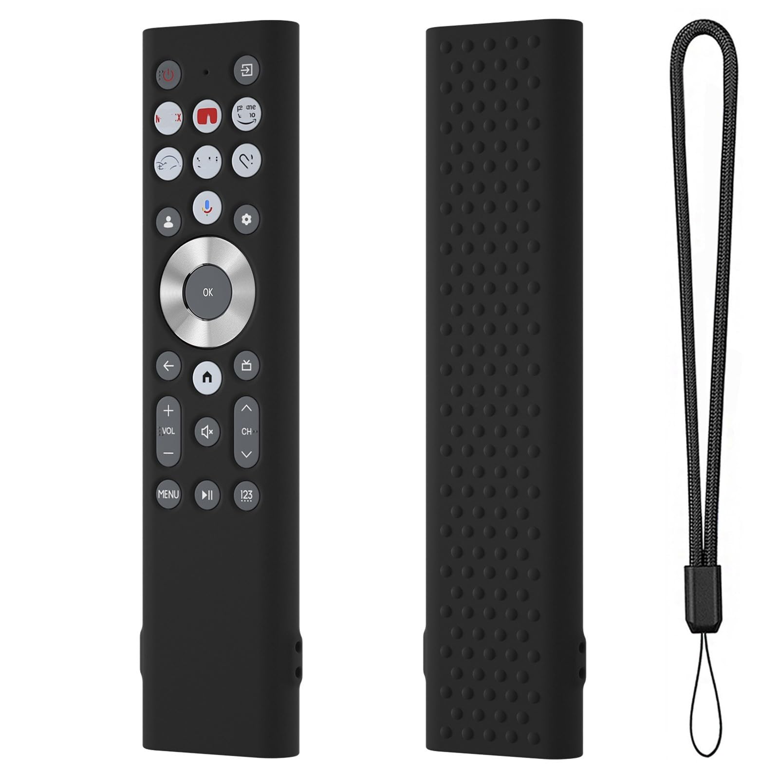 Silicone Remote Case for Hisense Class A7 U8 Series LCD 4K Protective Covers Anti-Slip Shockproof Remote Controller Cases Anti-Drop Protective Sleeve Skin Lanyard (Black)