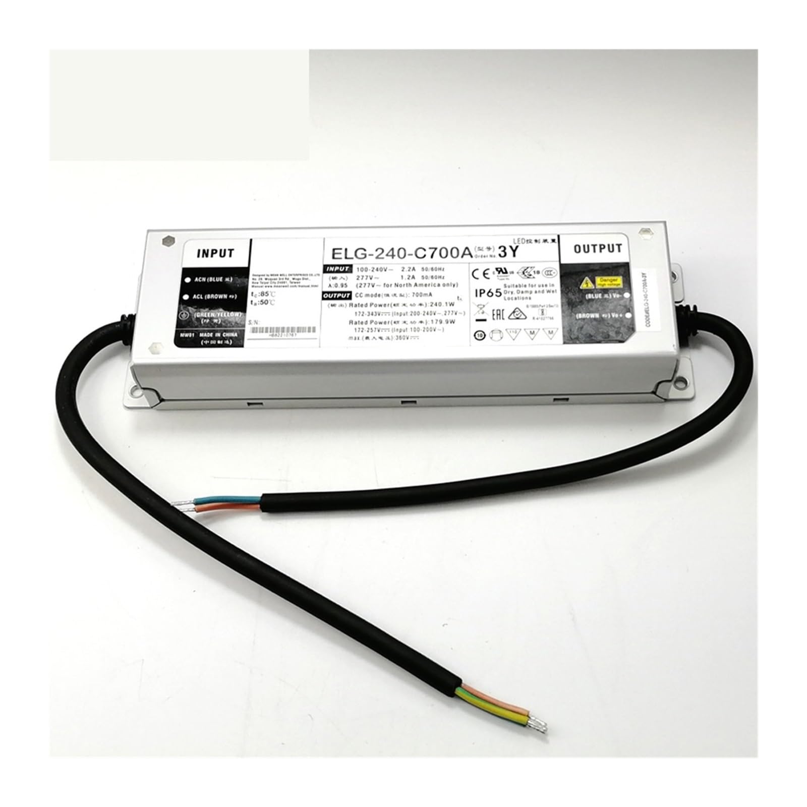 JGNAYRKJQI ELG-240-C700A-3Y 240W 172~343V 700mA Adjustable LED Power Supply Waterproof IP65 LED Driver A Type