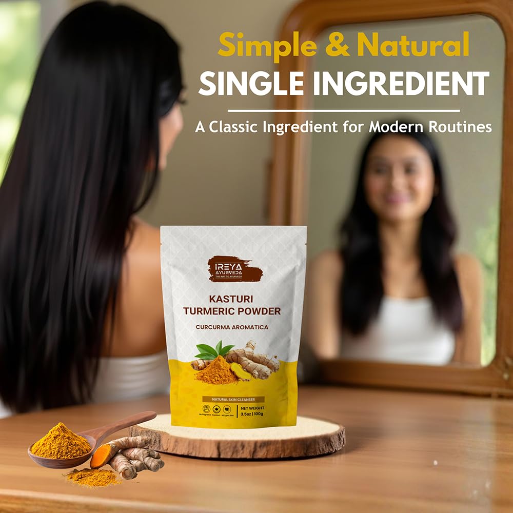 Kasthuri Manjal Powder for Skin and Face Care (3.5 oz) | Kasturi, Wild Turmeric powder | Curcuma Aromatica | Helps in Glowing Skin Acne and Radiant skin | Turmeric powder for face 100g