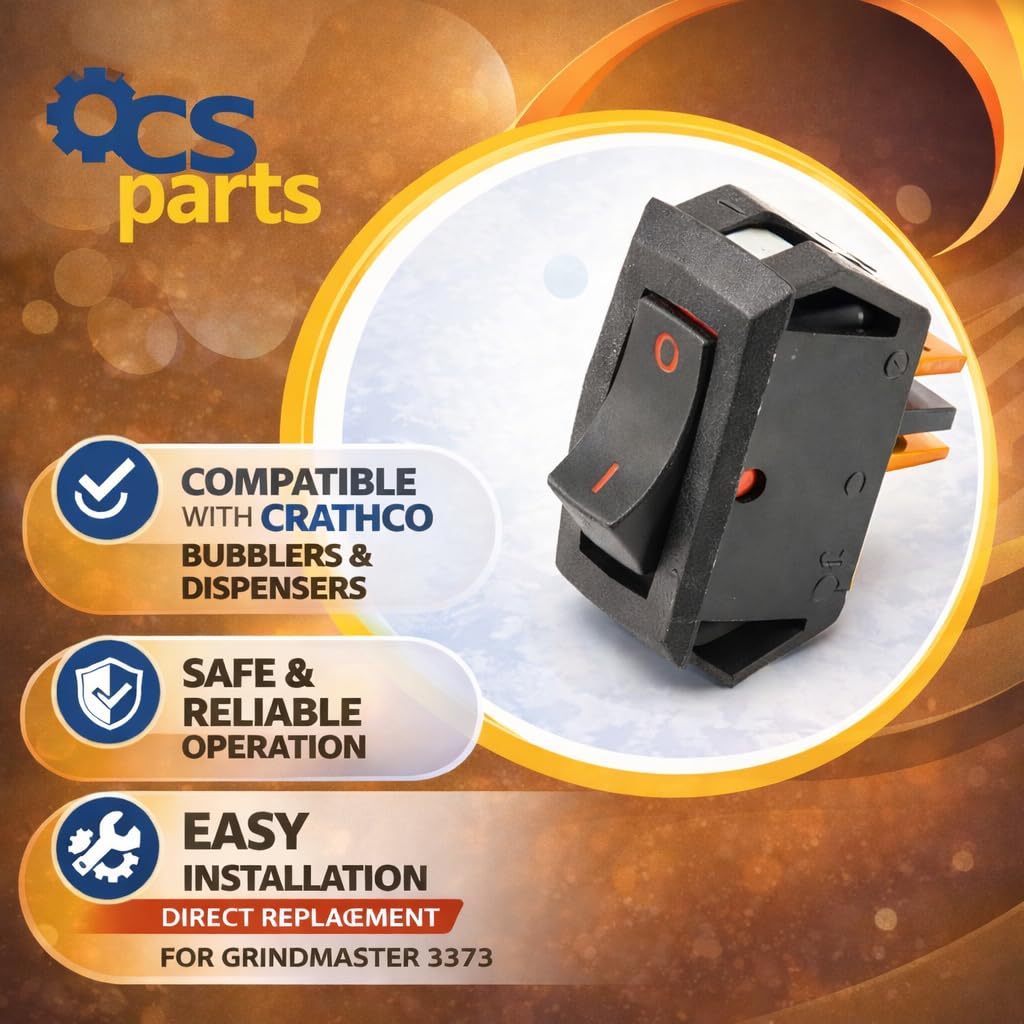 OCS Parts 3373 On/Off SPST Rocker Switch Crathco Bubblers and Cold Beverage Dispensers | Compatible Replacement for Grindmaster Cecilware 3373