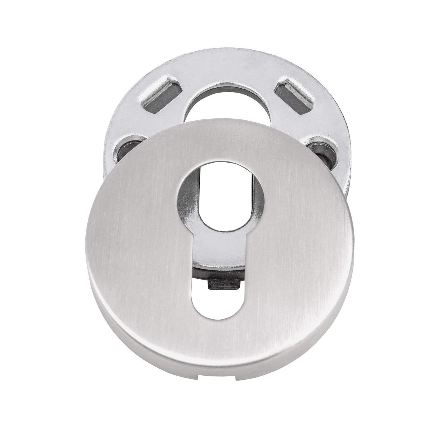 Gedotec V2A - Roseta de seguridad, acero inoxidable, mate, cilindro perfilado
