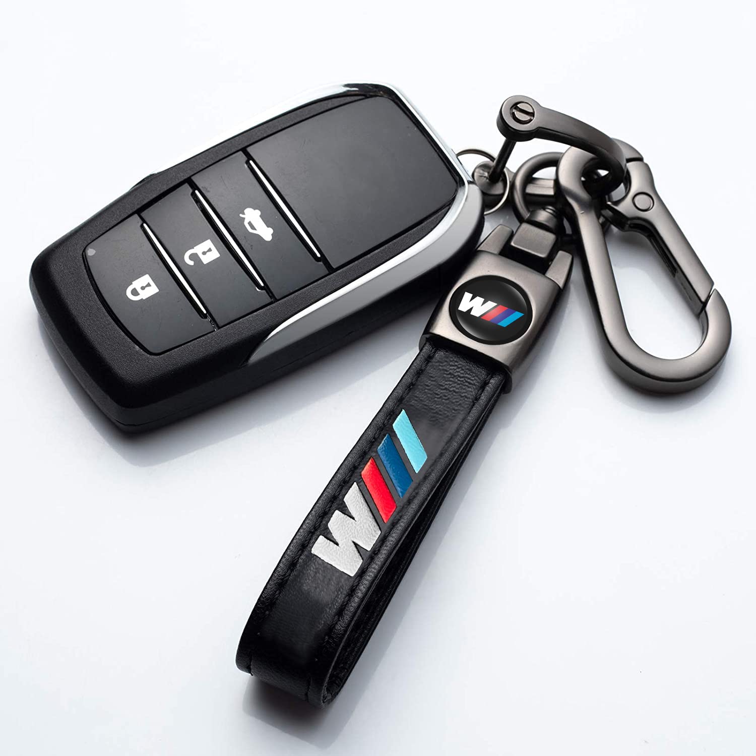 Leather Car Keychain, Metal Car Key Ring Key Chain for Car Key Fob Accessories, Car Key Fob Keyring Replacement — view 4