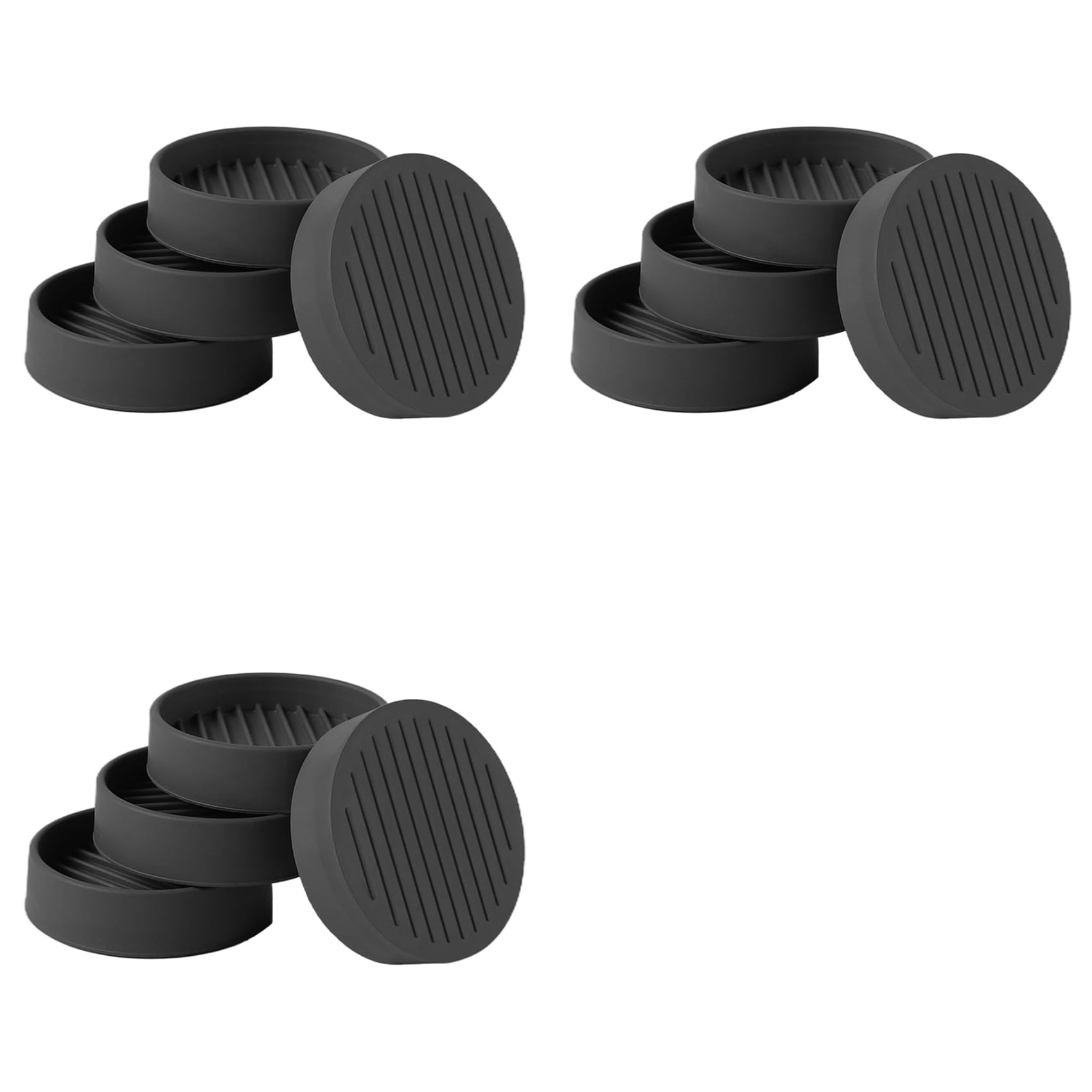 Hndhbfgrt 12Pcs Round Rubber Furniture Caster Cups, Anti-Sliding Furniture Pads Bed Stopper Floor Protectors Black