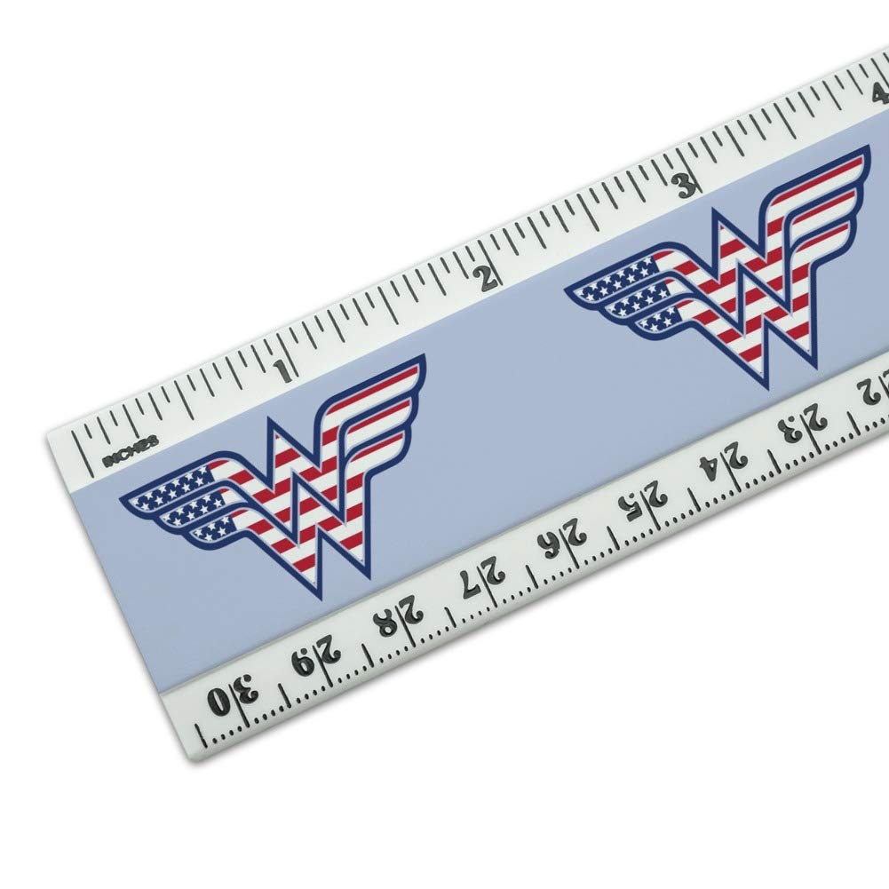 Wonder Woman USA American Flag Logo 12 Inch Standard and Metric Plastic Ruler - Image 2
