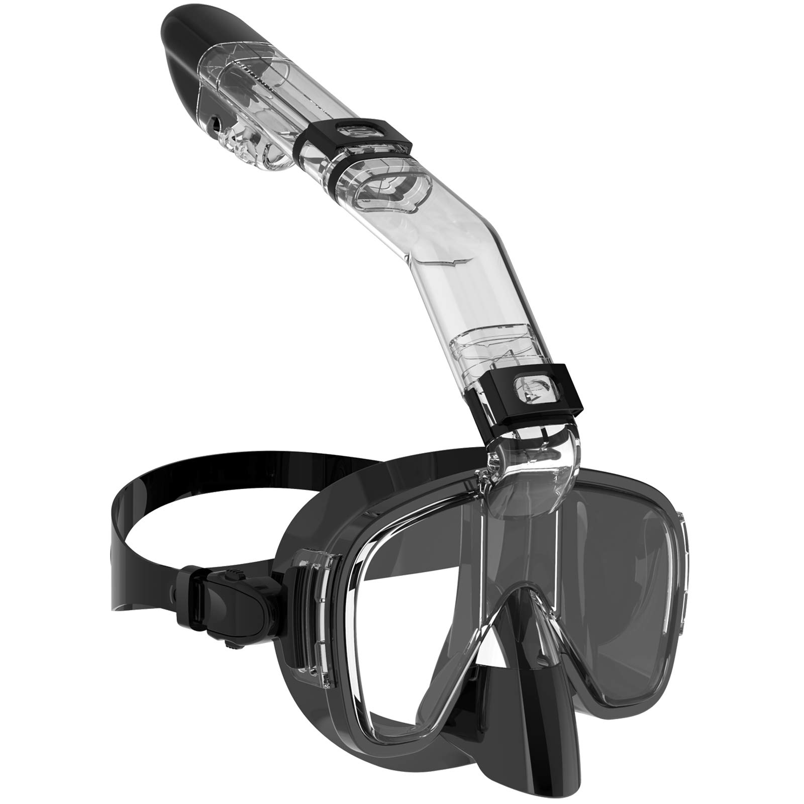 Bairuifu Dry Top Foldable Snorkel Mask Set 180 Degree Panoramic Anti Fog Anti Leak Scuba Diving Mask with Camera Mount Snorkeling Gear for Adults Men Women Youth Kids