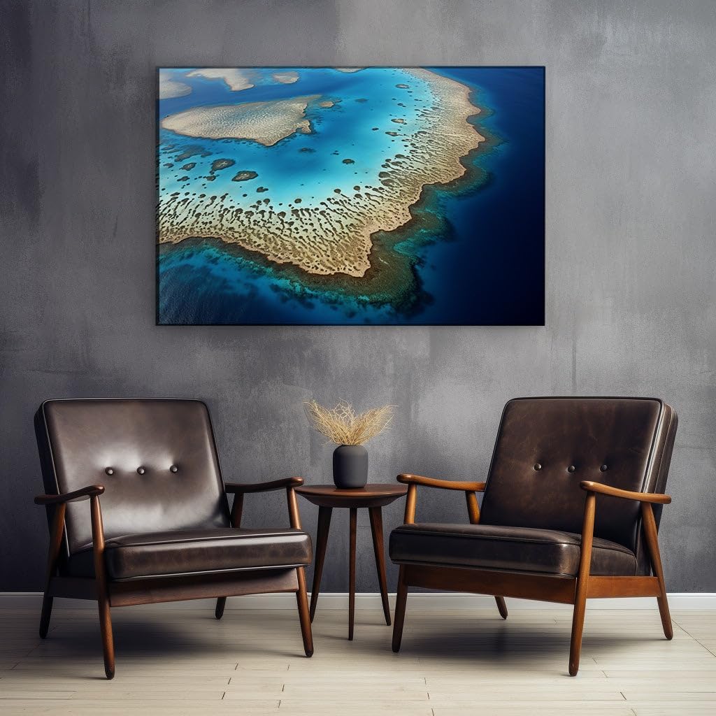 Canvas for Living room. Heart in the Sea � Discover the Romance of a Coral Reef Oasis, 27 x 18 inch Canvas Wall Art - Ready to Hang