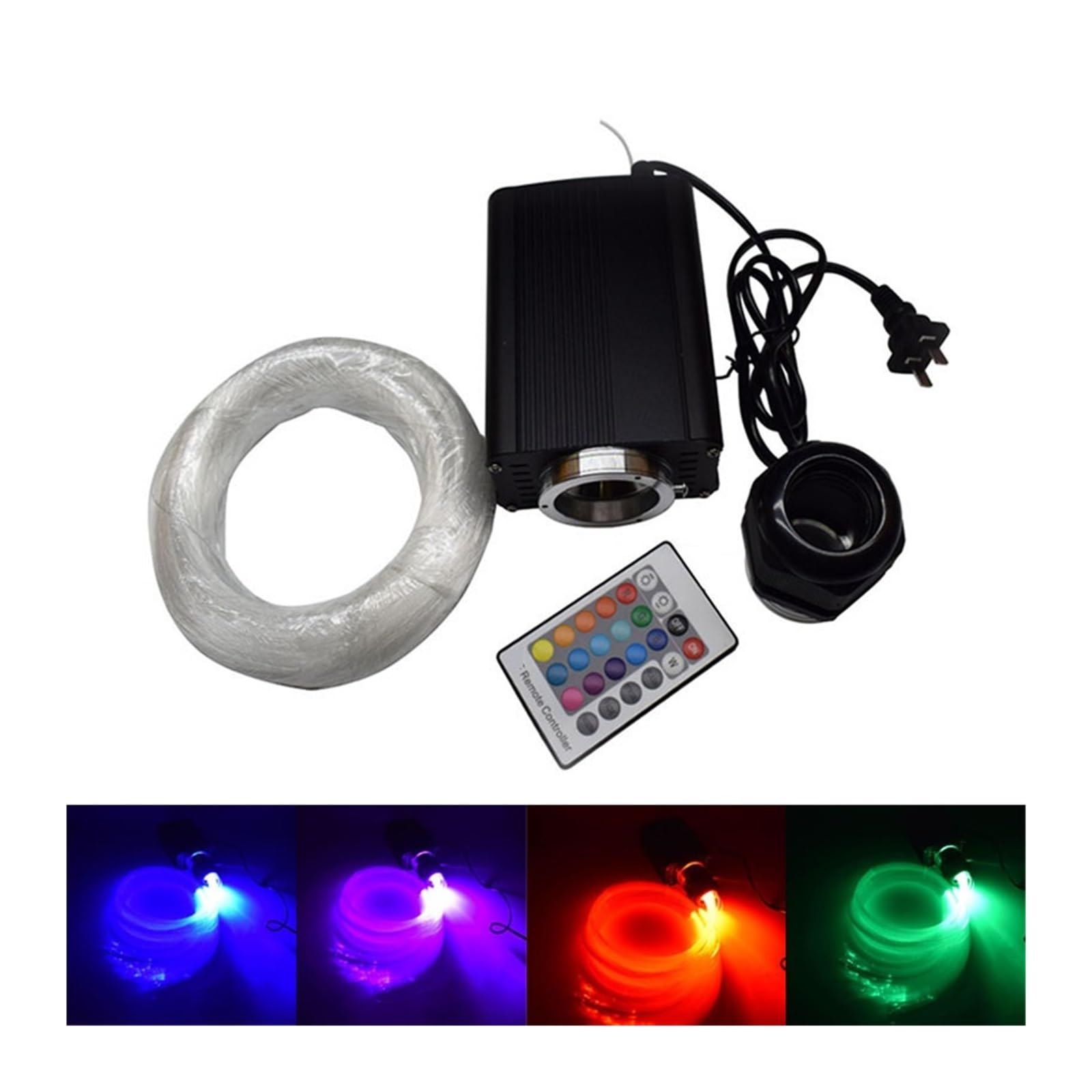 Oświetlenie wnętrza samochodu LED, Zestaw oświetlenia światłowodowego LED o super jasności, światłowód LED w kolorze RGB z kablem światłowodowym End Glow PMMA Światła nastrojowe w samochodzie (Color