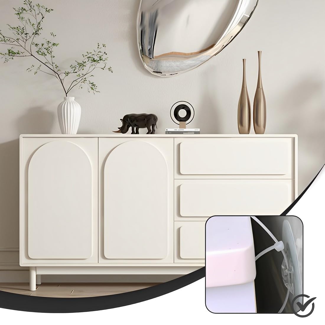 16 pièces Baby-Proofing & Protection animaux, Meubles anti-basculement, Sans Percer, Meubles-Mur, Bandes Fixation, Fixations Meubles au Mur, Armoires Commodes(rondes)