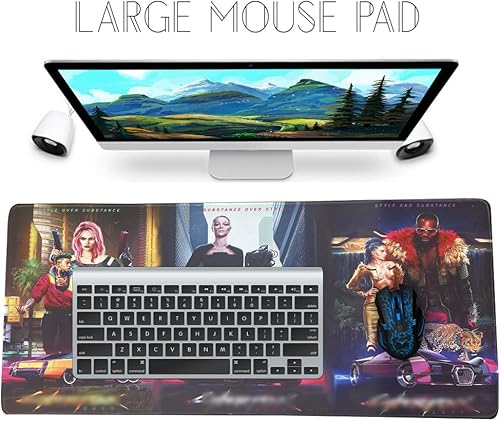 Miniatura 6 de Neon City - Alfombrilla de escritorio para mouse de anime, alfombrilla de escritorio para juegos, 35.4 x 15.7 pulgadas, alfombrilla de mouse grande