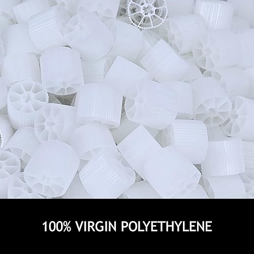 Miniatura 4 de Medios de filtro bio para cama móvil - 0.787 in, blanco, para estanques koi, acuarios, acuicultura, acuaponía (100 piezas)