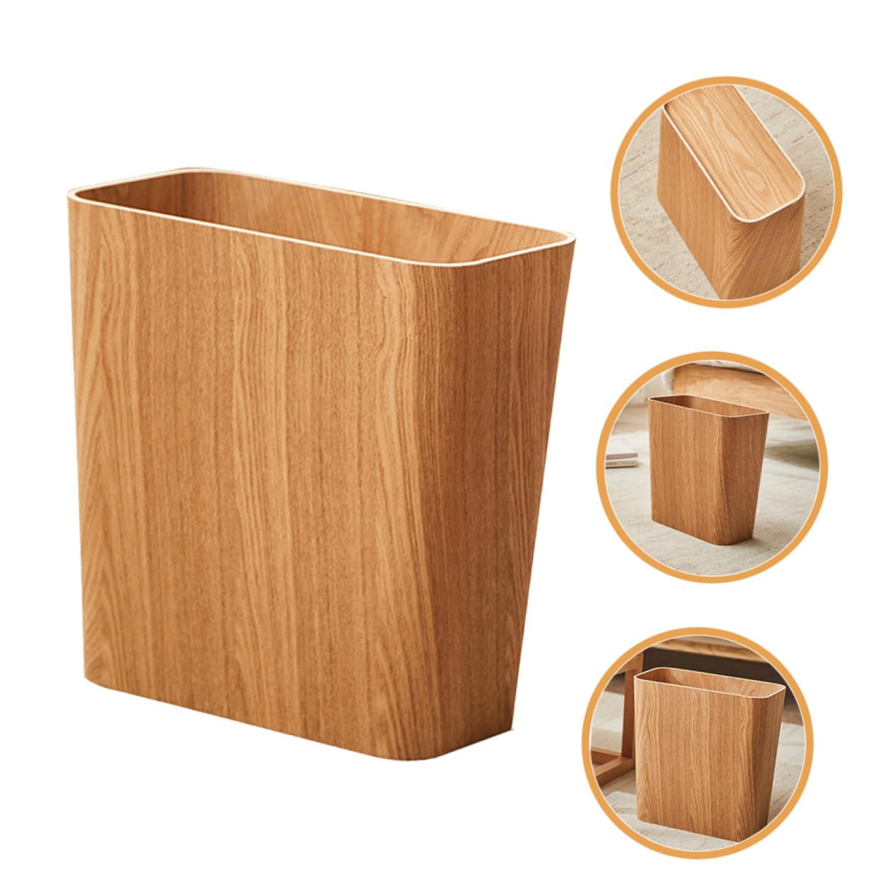 jojofuny Holz Mülleimer Stabiles Material Schmaler Abfallbehälter für Küche und Bad Platzsparender Recycling Papierkorb
