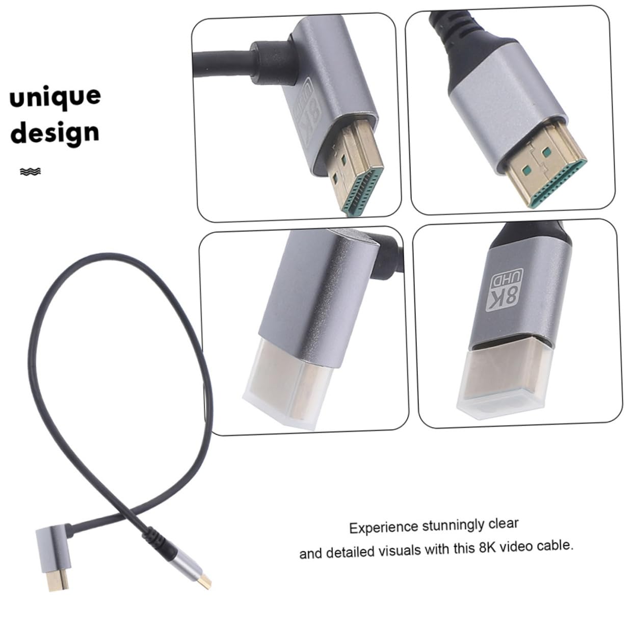 WHAMVOX Angled Video Cable for Monitor and Tv Flexible Connector for Seamless Home Theater Setup Male to Male Adapter