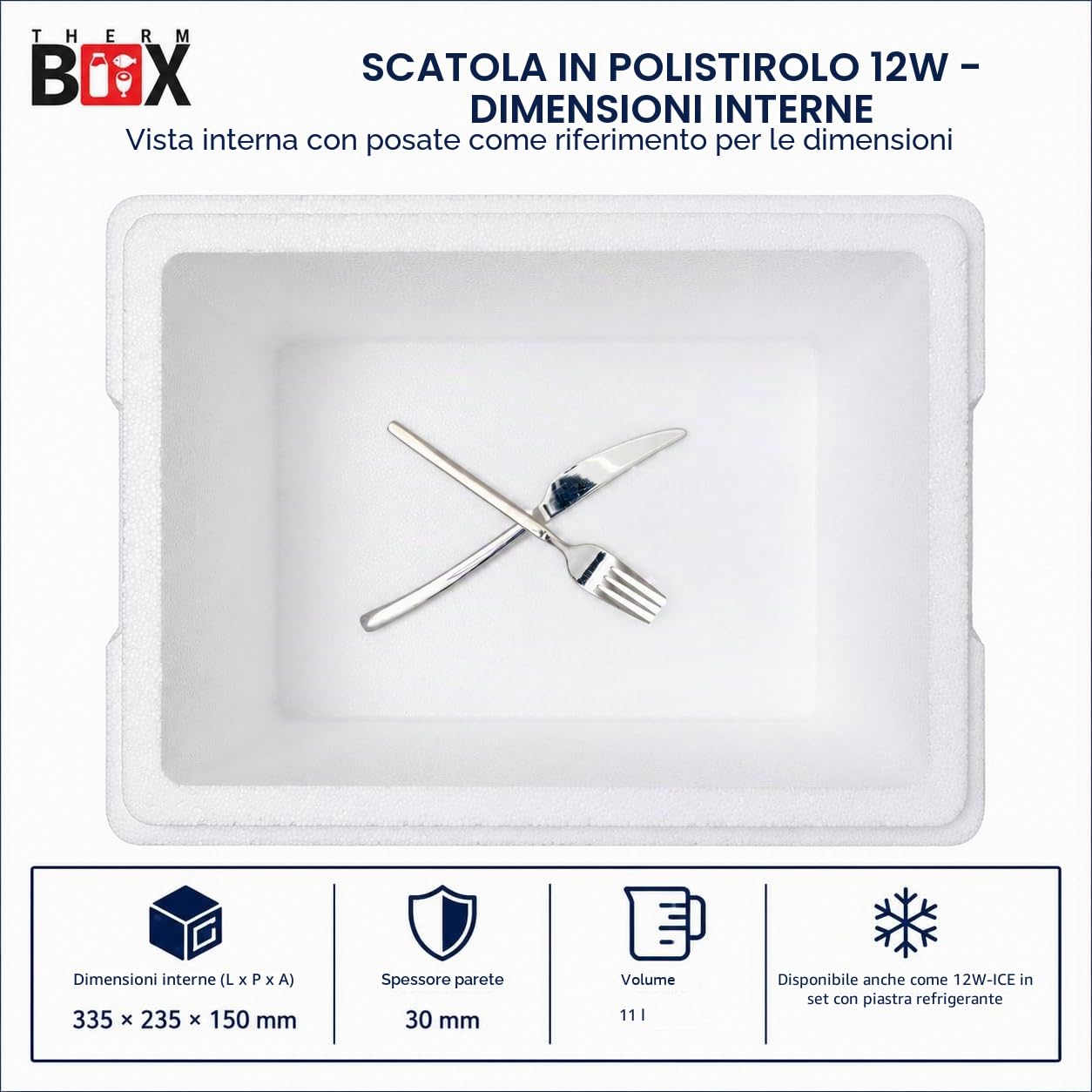 THERM BOX Scatola di polistirolo Thermobox per alimenti e bevande - Scaldabagno e refrigeratore in polistirolo (40x30x21cm - 12,24L volume) Riutilizzabile