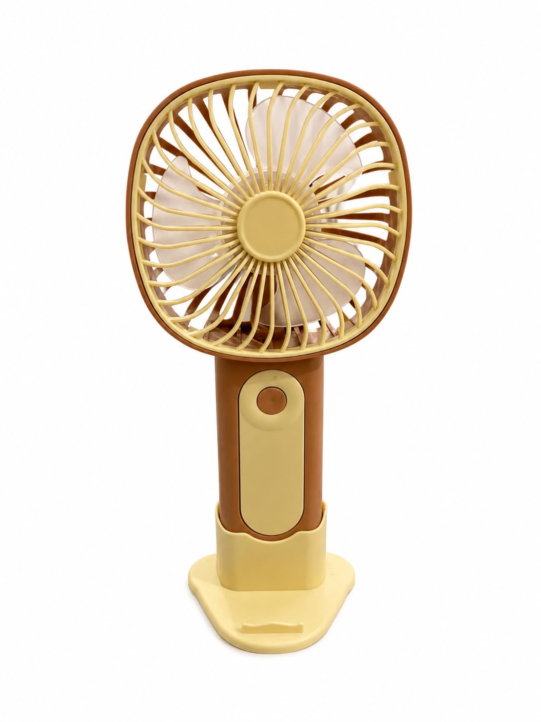 Mini El Fanı USB Şarjlı Type-C Bağlantılı 3 Kademeli Taşınabilir Elektrikli Fan Masaüstü ve El Tipi Kullanım Kahverengi Renk Serinletici Fan