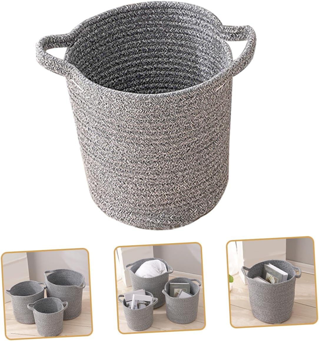 Collapsible Cotton Laundry Basket Large Dual Color Hamper with Handles Portable Clothes Storage for Nursery Bathroom and Laundry Cotton Linen Material Height