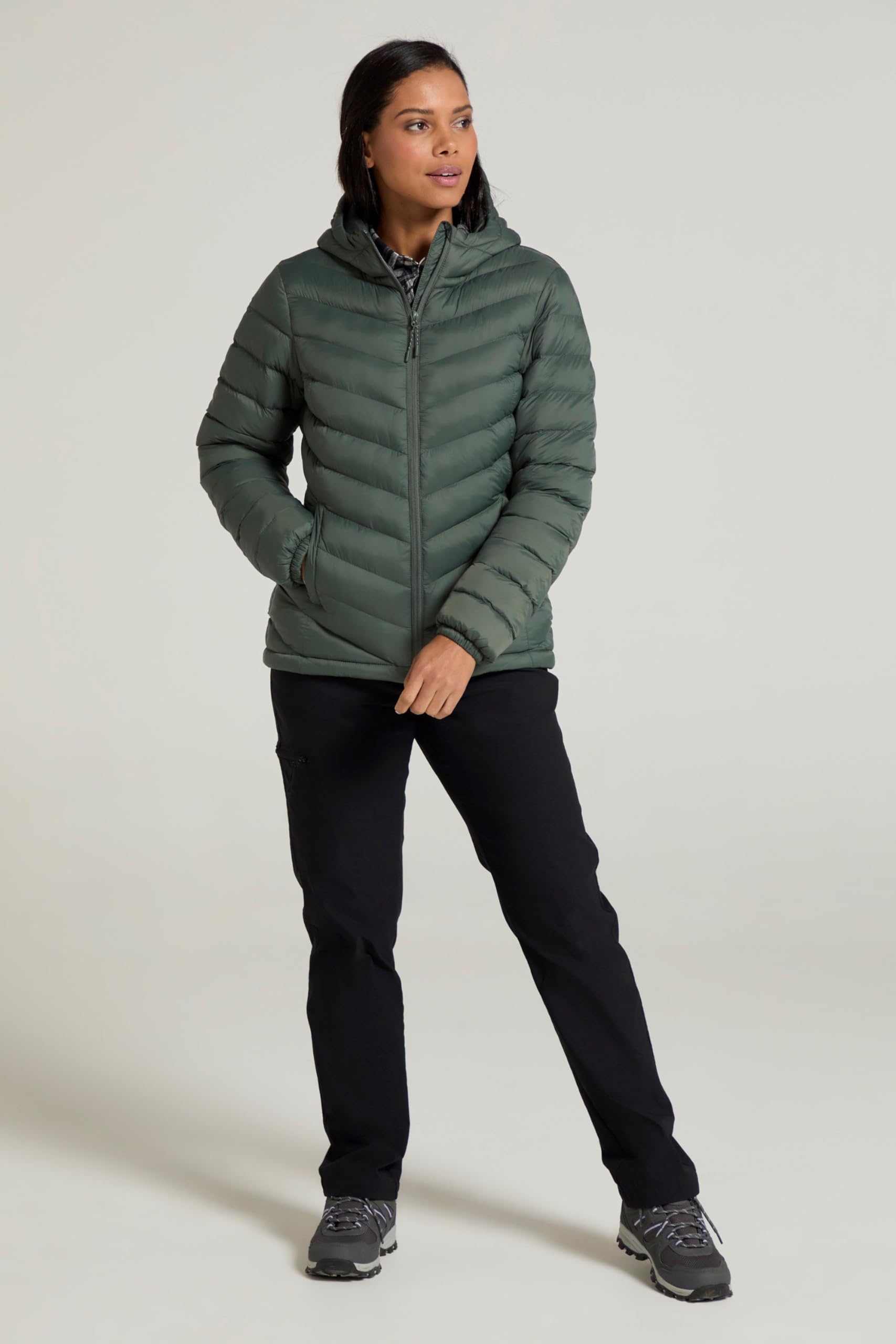 Mountain Warehouse Seasons Womens Padded Jacket - Water Resistant Coat, Puffer Jacket, Front Pockets, Adjustable Elastic Cuffs & Hood - For Spring Summer, Outdoors — view 8