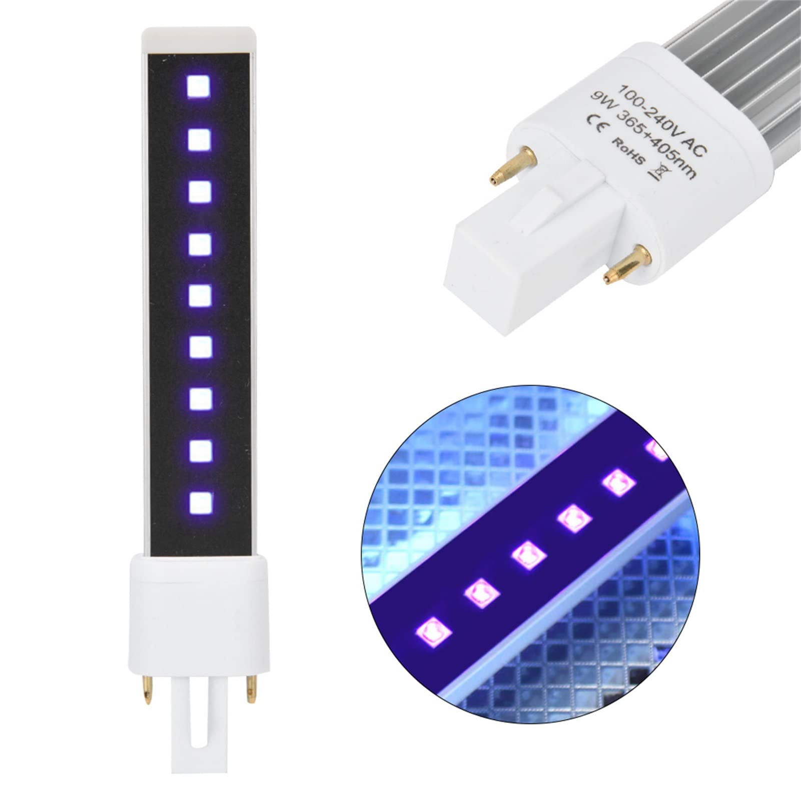 Yinhing Żarówka z lampą UV, 365 405 Nm Podwójne źródło światła LED 9 W Żarówka do Suszarki do Paznokci z obrotową konstrukcją, Szybkie Utwardzanie Przez 15 30 S, Kompatybilna z Lampami