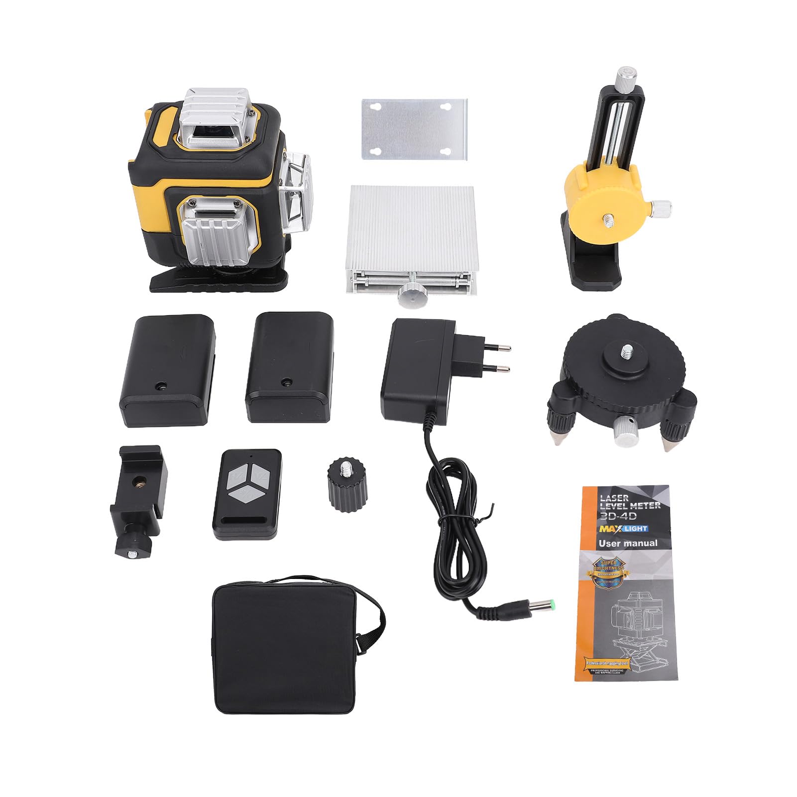 Nivel Láser de 16 Líneas Multifuncional 3° Auto-nivelador con Batería Recargable Herramienta de Nivelación para Pisos y Colgar Cuadros
