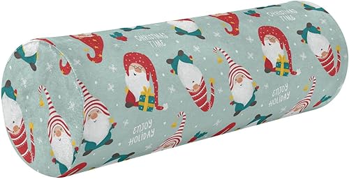 Christmas Time Gnomes Bolster Pillow and Cover Neck Roll Pillow Memory Foam Round Pillow Cases Cylinder Pillows for Sleeping Cervical Neck