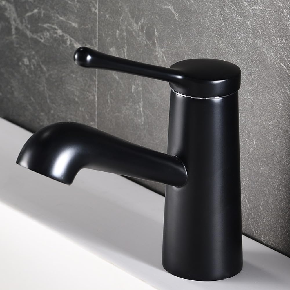 Robinet de lavabo mitigeur salle de bain cascade noir or eau froide chaude monotrou moderne
