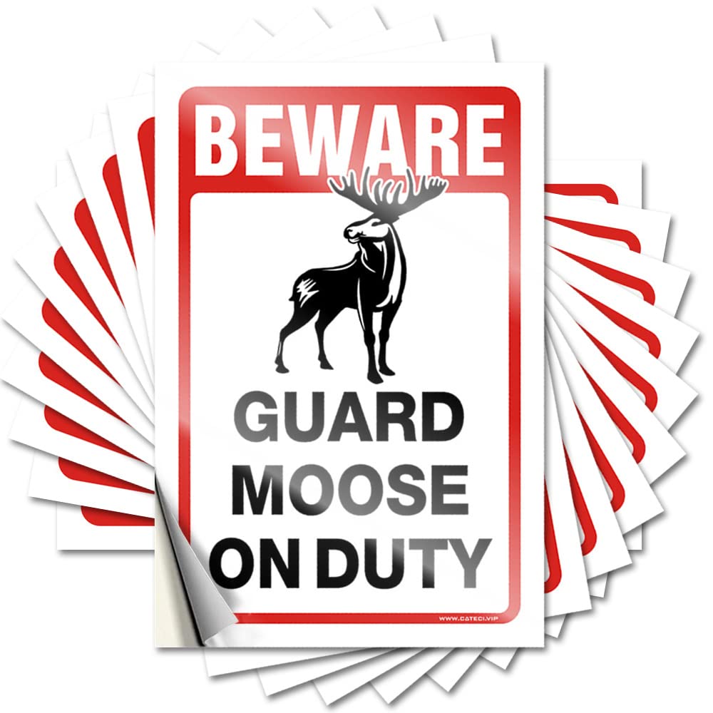 Fzfn Girls Colour Decals Fall Outdoor Decorations Easy Apply | Beware! Guard Moose On Duty Feminist Cover Peel And Stick(8X12cm)