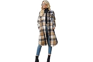2023 Women's Plaid Tartan Long Shacket