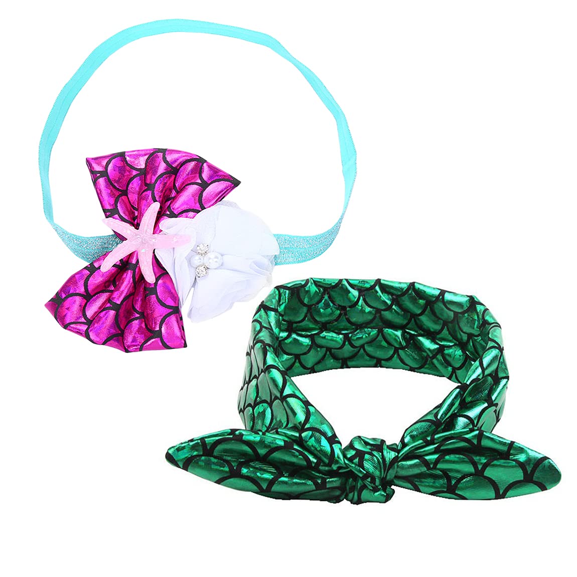 Fish Scale Headband, Mermaid Headband for Baby Rabbit Ear Hair Accessories 2 Pack TSFD19 (Rose Red Set) Fish Scale Headband, Mermaid Headband for Baby Rabbit Ear Hair Accessories 2 Pack TSFD19 (Rose Red Set)