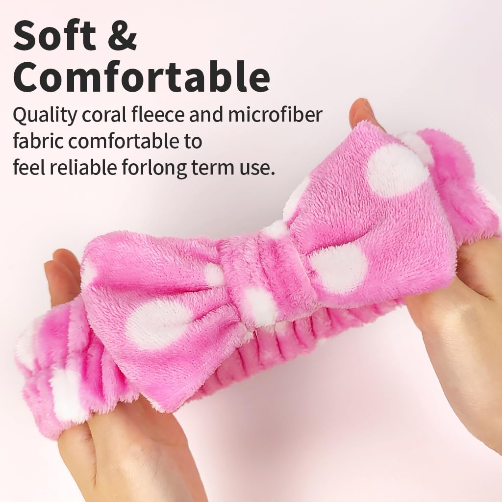 8 Pcs Makeup Headband, Soft Flannel Spa Headbands for Women with Bow, Cute Skincare & Face Wash Headband for Girls, Facial Accessories for Daily Beauty Routine & Self Care - Image 3