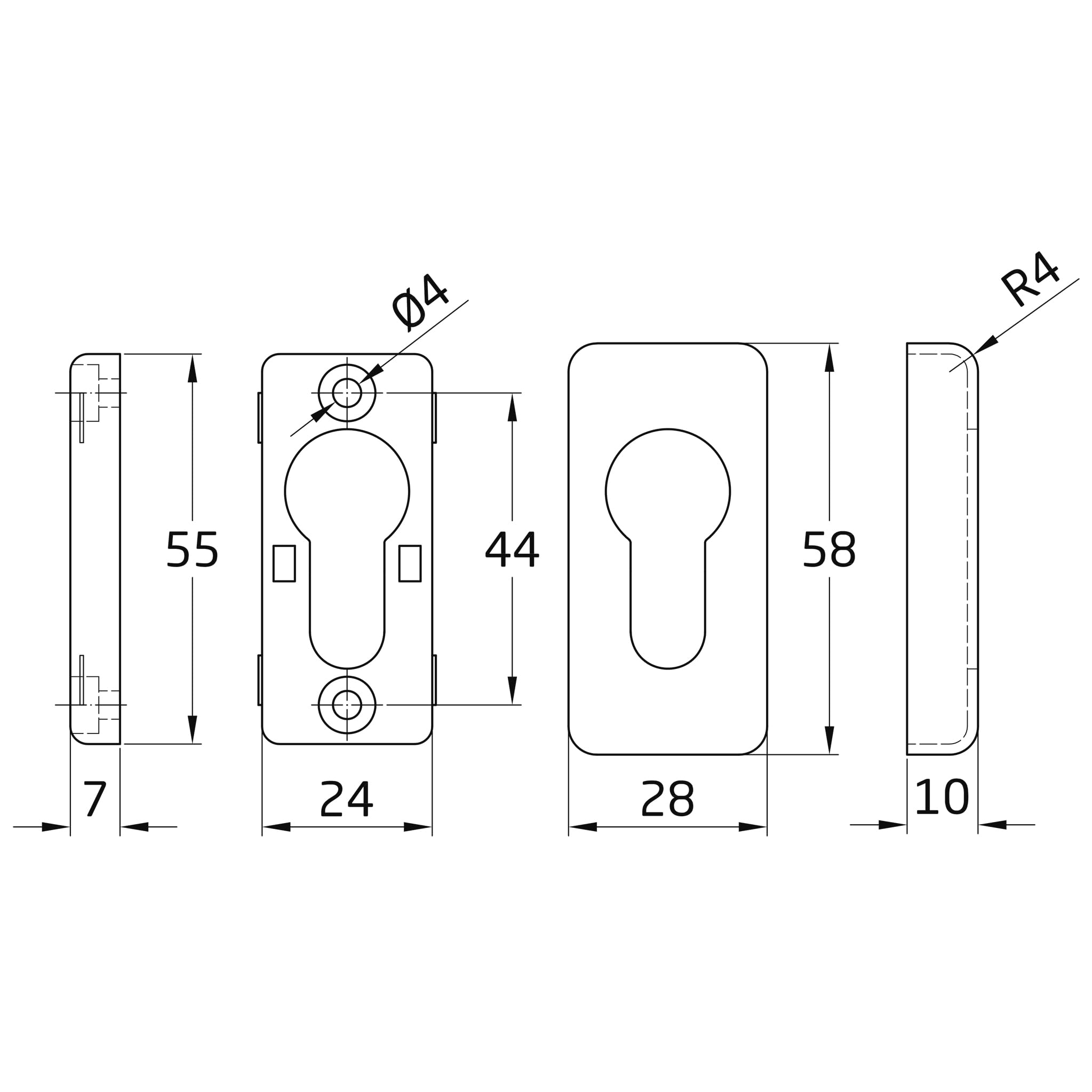 Amig Keyhole 30AL Black, Silver, 59X28 MM - Image 2