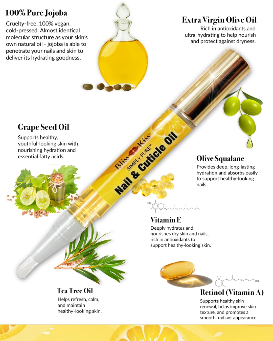Bliss Kiss Simply Pure Cuticle & Nail Oil Pen To-Go 2 ml - ostry zapach 1PEN-CRI
