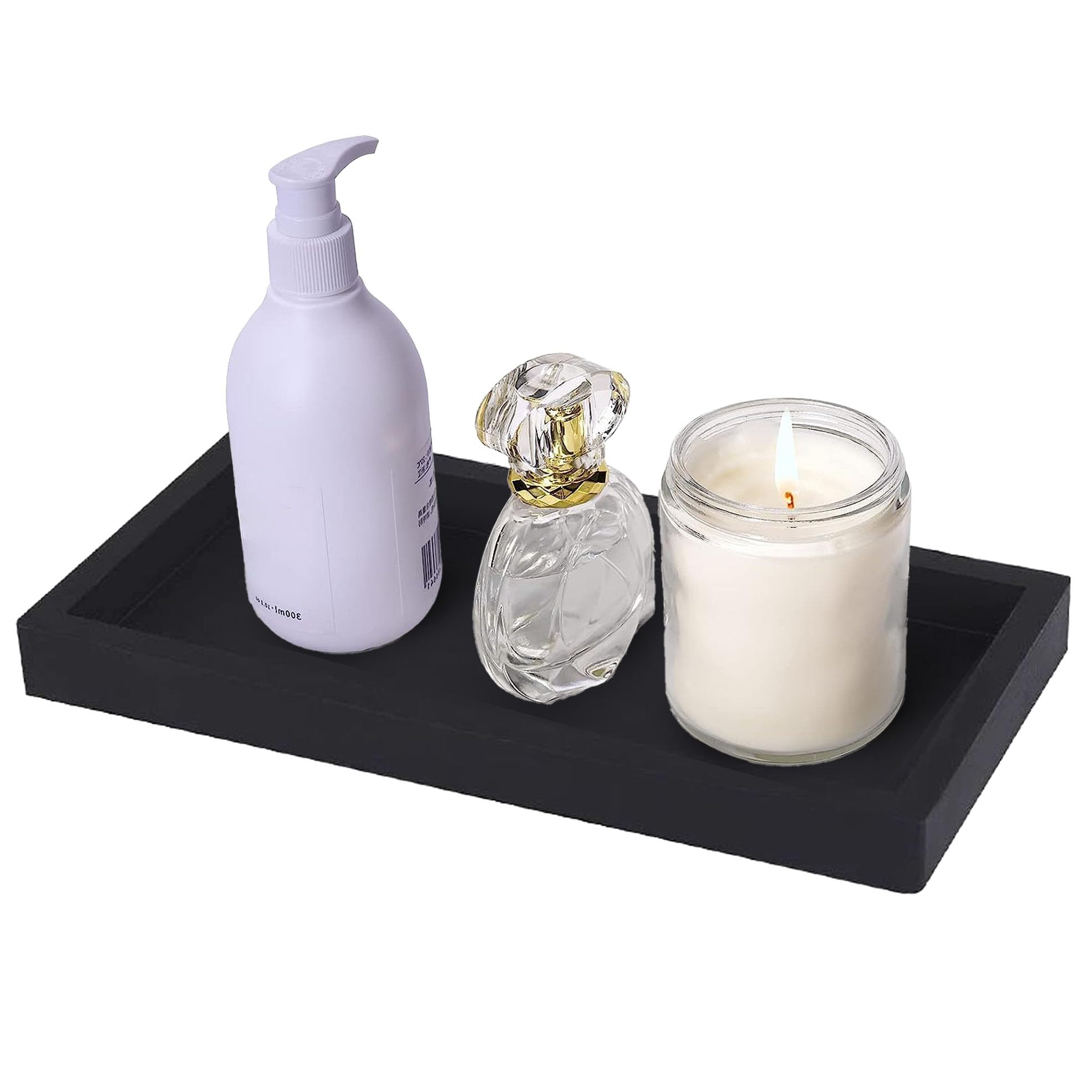 7.8 Inchs Square Silicone Bathroom Tray Vanity Tray Trinket Tray for Scrubber, Lotion Bottles, Perfume, Jewelry, Candle, Key Trinket Ring