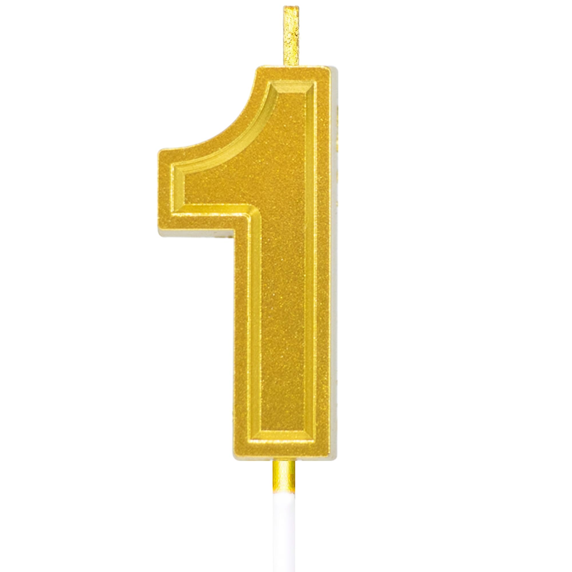 Toyventures Gold Number Birthday Candle 3D Designed Cake Topper Decorations For Happy Birthday Candles Wedding Anniversary (, 1)