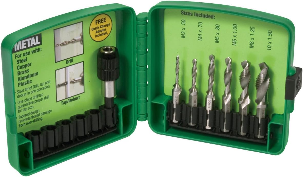 Greenlee DTAPKITM Drill/Tap/Countersink Set, Metric, 6 Pc, M3 - M10