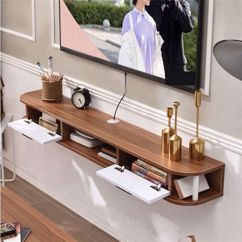 Supporto per TV, mensola da parete per intrattenimento, per centro intrattenimento, mobiletto per TV, console multimediale, in legno (grigio, 180 x 16 x 24 cm)