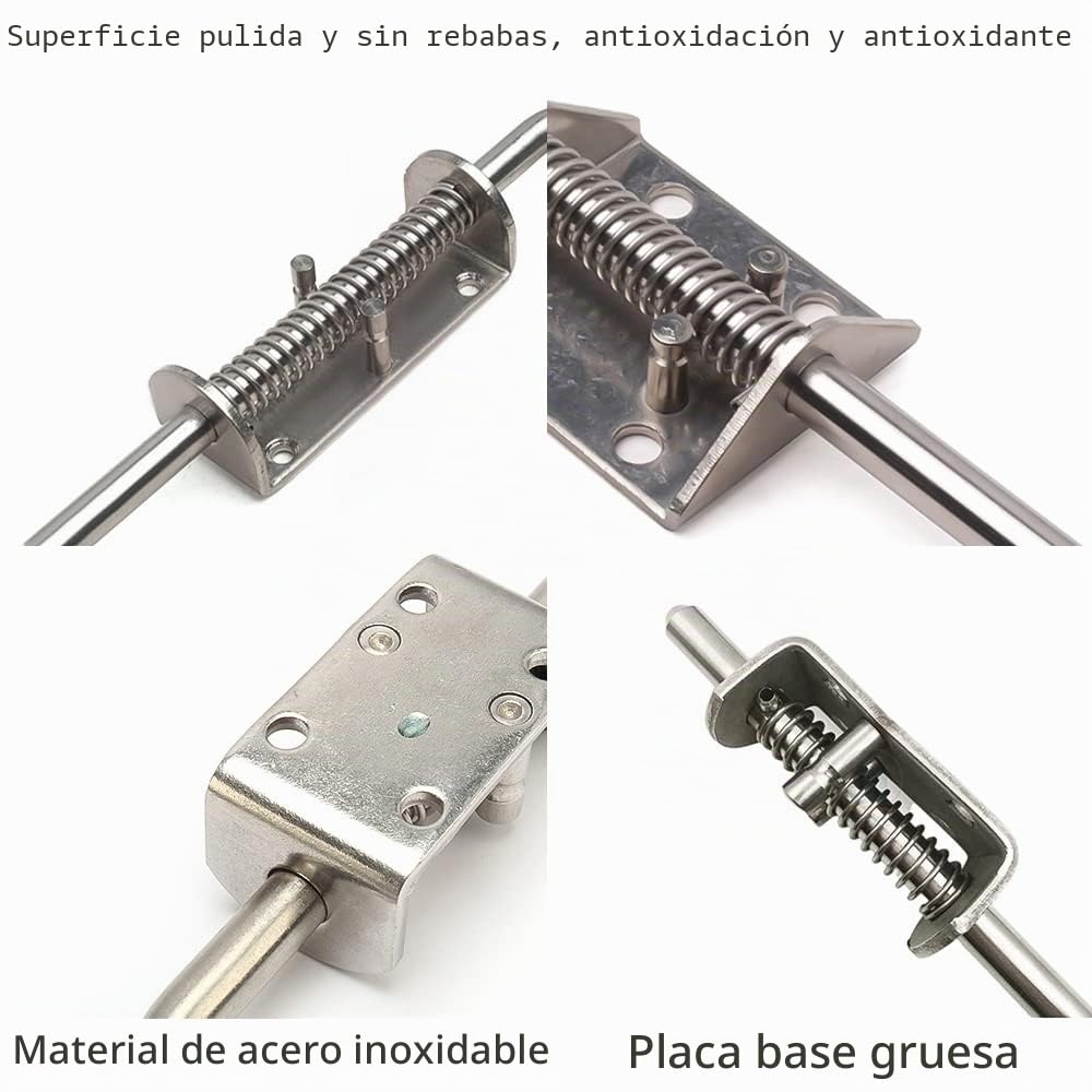 Pestillo de resorte de acero inoxidable 304 4 x 13,5 cm, pestillo de resorte resistente con mango de goma, pestillo para puertas, ventanas, cobertizos, 4 unidades