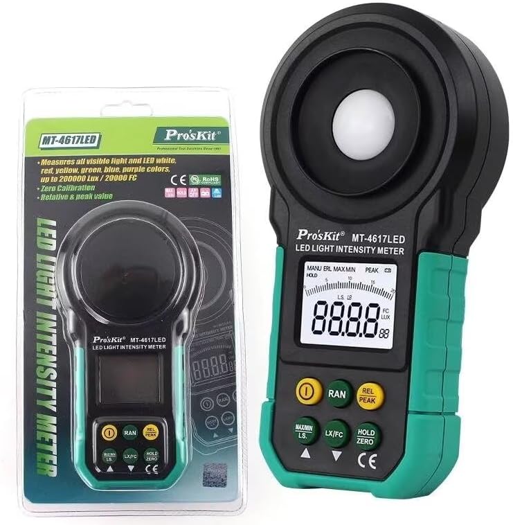 Miniatura 5 de Medidor de iluminación LED Proskit MT-4617 LED-C, instrumento de medición de iluminación, fotómetro, medidor de luz, medidor de brillo