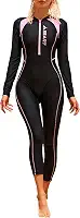 Roupa de mergulho feminina de corpo inteiro para surfe, roupa de mergulho, pele de mergulho, rash guard, uma peça, manga comprida, zíper, secagem rápida, PP-GG
