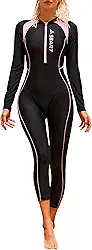 Roupa de mergulho feminina de corpo inteiro para surfe, roupa de mergulho, pele de mergulho, rash guard, uma peça, manga comprida, zíper, secagem rápida, PP-GG