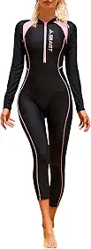 Roupa de mergulho feminina de corpo inteiro para surfe, roupa de mergulho, pele de mergulho, rash guard, uma peça, manga comprida, zíper, secagem rápida, PP-GG