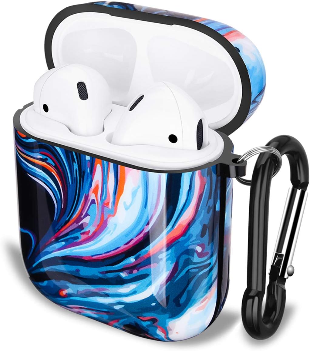 GOLINK Case for Airpods,Camo Series Protective Shockproof TPU Gel Case with Printing for Airpods 1st/2nd Charging Case(Colorful Marble)