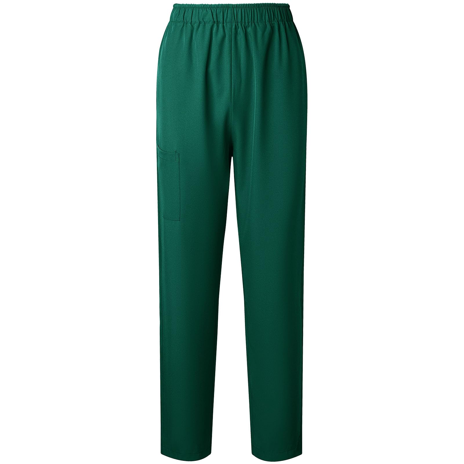 Women Scrub Pants Straight Leg Pull-on Pant Elastic Waist Stretchy Bottoms Nursing Work Trousers with Pocket