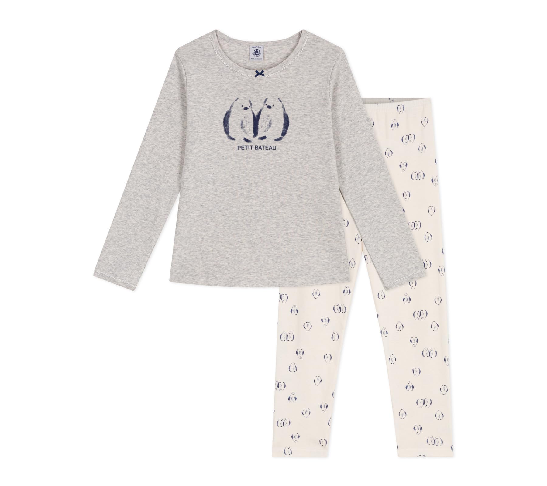 Petit Bateau Pyjama voor kinderen van katoen, gestippeld, Marshmallow/avond, 10 Jaar