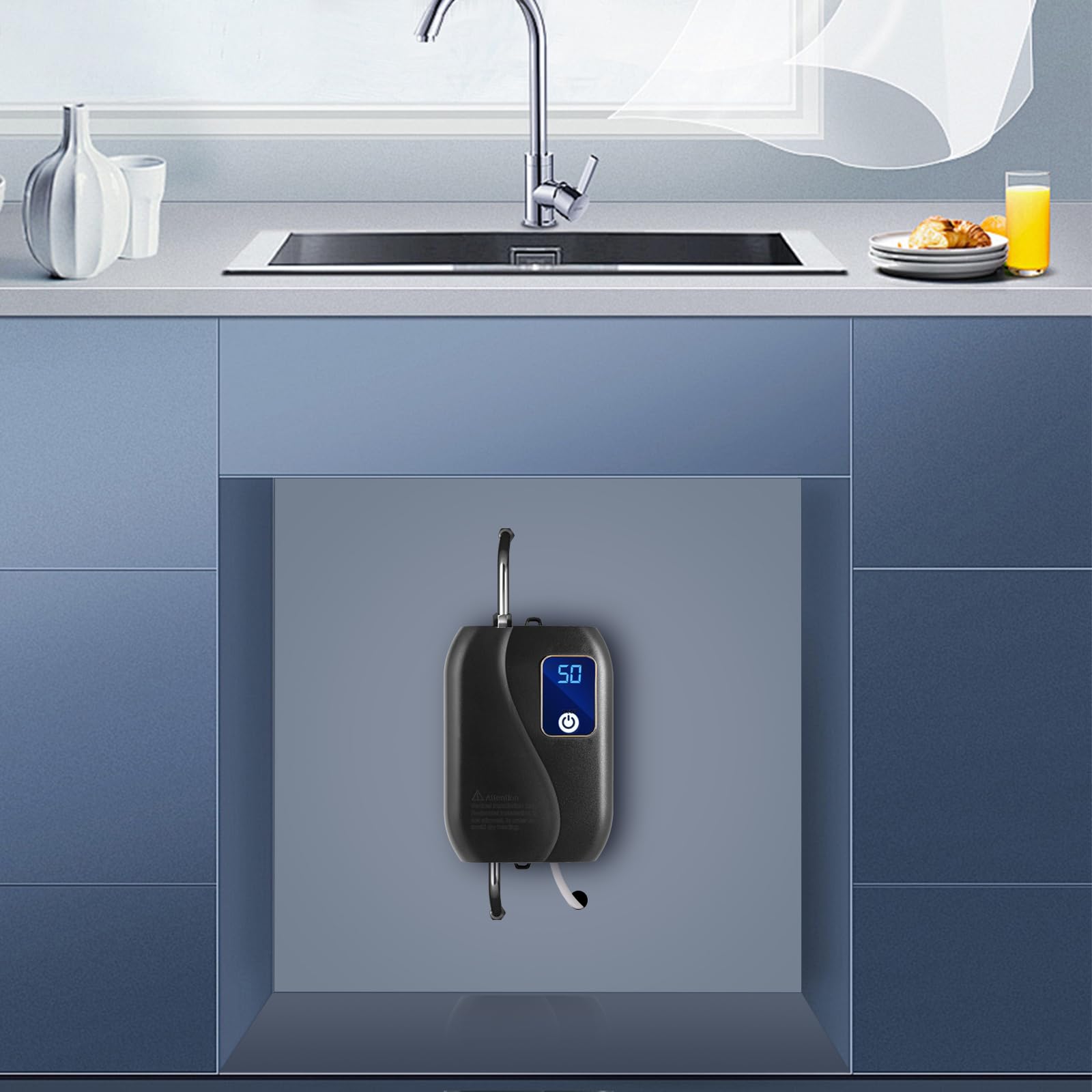 Podgrzewacz wody 3500 W, elektryczny podgrzewacz wody, mini podgrzewacz wody, bezzbiornikowy, do kuchni i łazienki