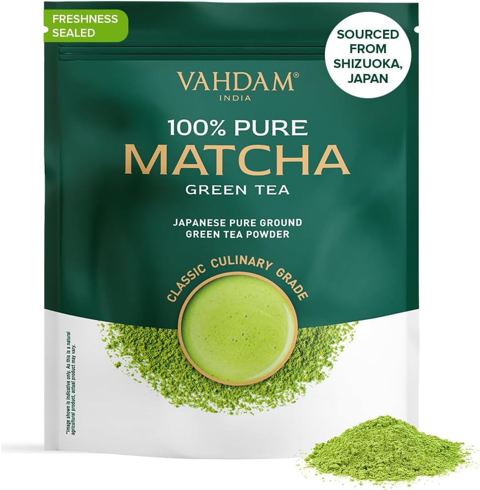 Matcha Green Tea Powder (100g) Authentic Japanese First Harvest Culinary Grade from Shizuoka, Japan | Resealable Ziplock Pouch