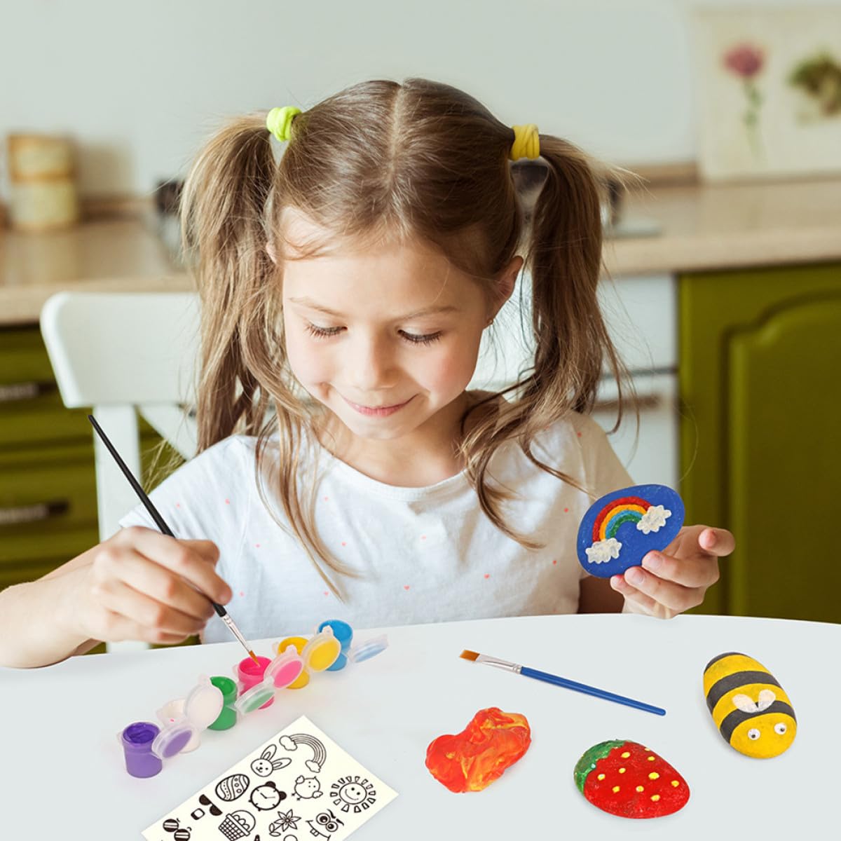 1 Satz Kinder Bastelset zum Kreativen Bemalen von Steinen