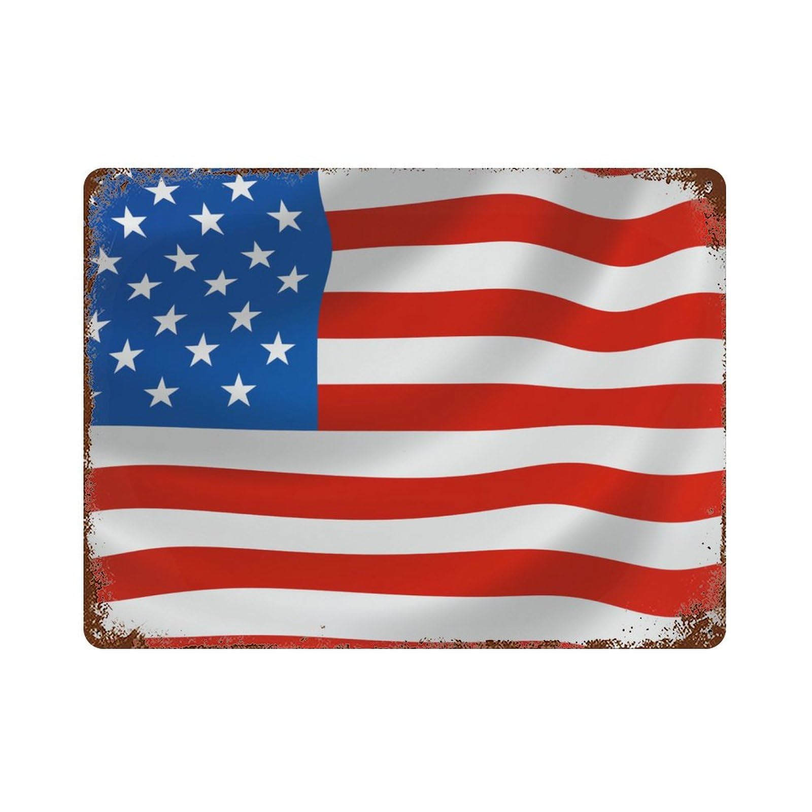 KWQDOZF America Flag Theme Metal Tin Sign,Vintage Iron Hanging Plate Horizontal with Rust Poster Wall Decor 12x16inch