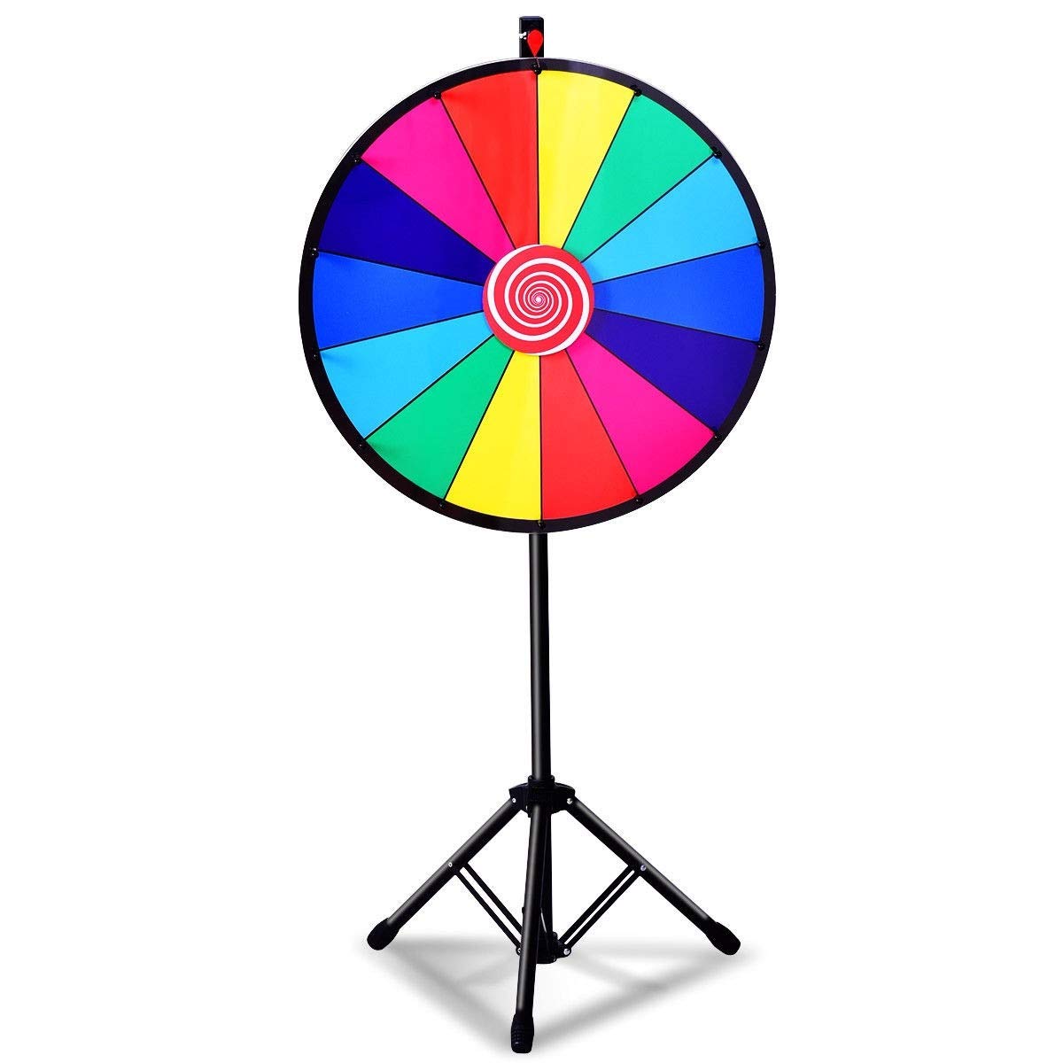 COSTWAY Roue de Prix, Prize Wheel de 60 cm, Roue de la Fortune 24 Pouces avec Trépied 14 Slot Roue de Loterie avec Stylo Effaçable…