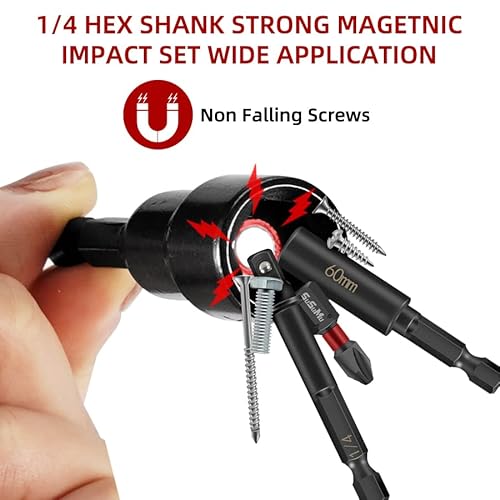Susumu Impact Driver Socket Set Magnetic Magnetic Hex Nut Drivers With Impact Phillips Bits Sae Nut Drill Set Power Socket Adapters,Extension Bar,Bit Holder For 1/4-9/16 Impact Regular Drill #TOP1